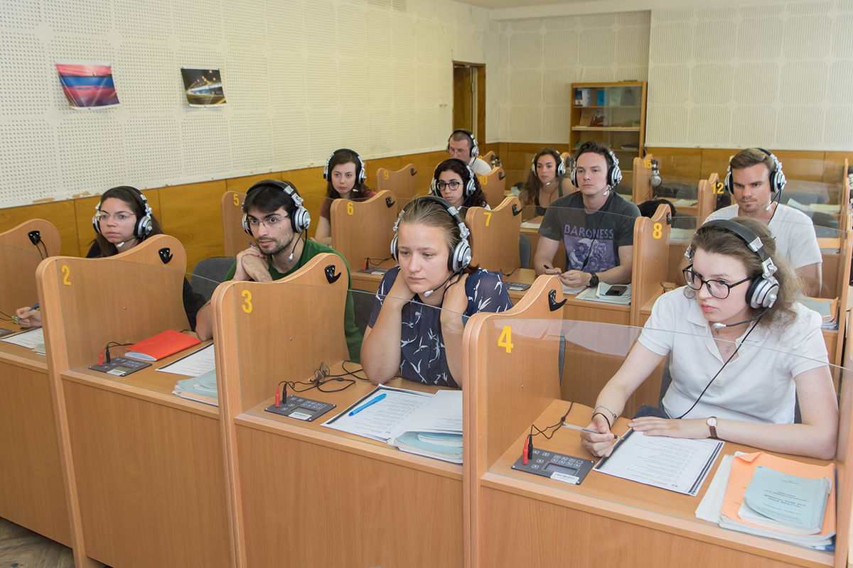 In language labs students of at International Polytechnic Summer School students improve their skills of understanding spoken foreign language 