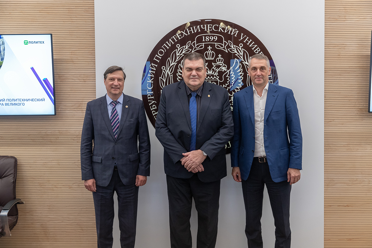 Advisor for Education and Science of the Embassy of the Republic of Cuba in the Russian Federation Gustavo Jose Cobreiro Suarez, First Vice-Rector of SPbPU Vitaliy V. Sergeev, Vice-Rector for International Affairs of SPbPU Dmitry Arseniev 