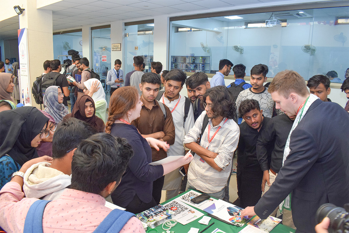 The stand of SPbPU at the exhibition was very popular among applicants from Pakistan