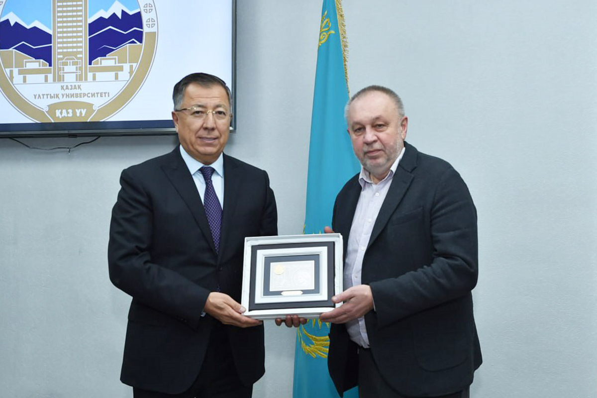 Rector of Al-Farabi Kazakh National University Zhanseit Tuimebayev and Prof. Igor Ilyin, Doctor of Economics Rector of Al-Farabi Kazakh National University Zhanseit Tuimebayev and Prof. Igor Ilyin, Doctor of Economics