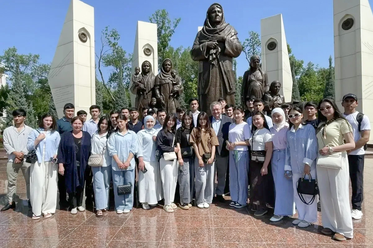 At the monument “Ode to Resilience”