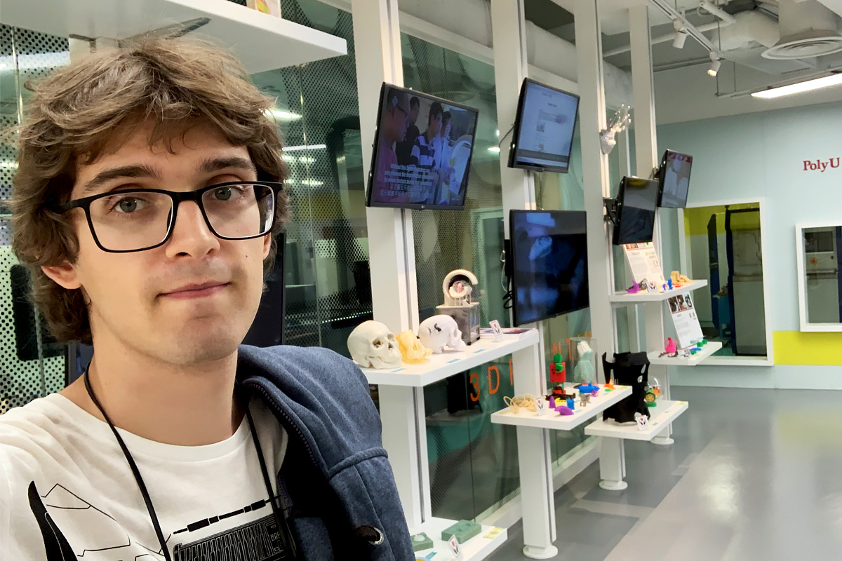 SPbPU postgraduate student Ivan Kononov studied specifics of 3D printing at PolyU laboratories 