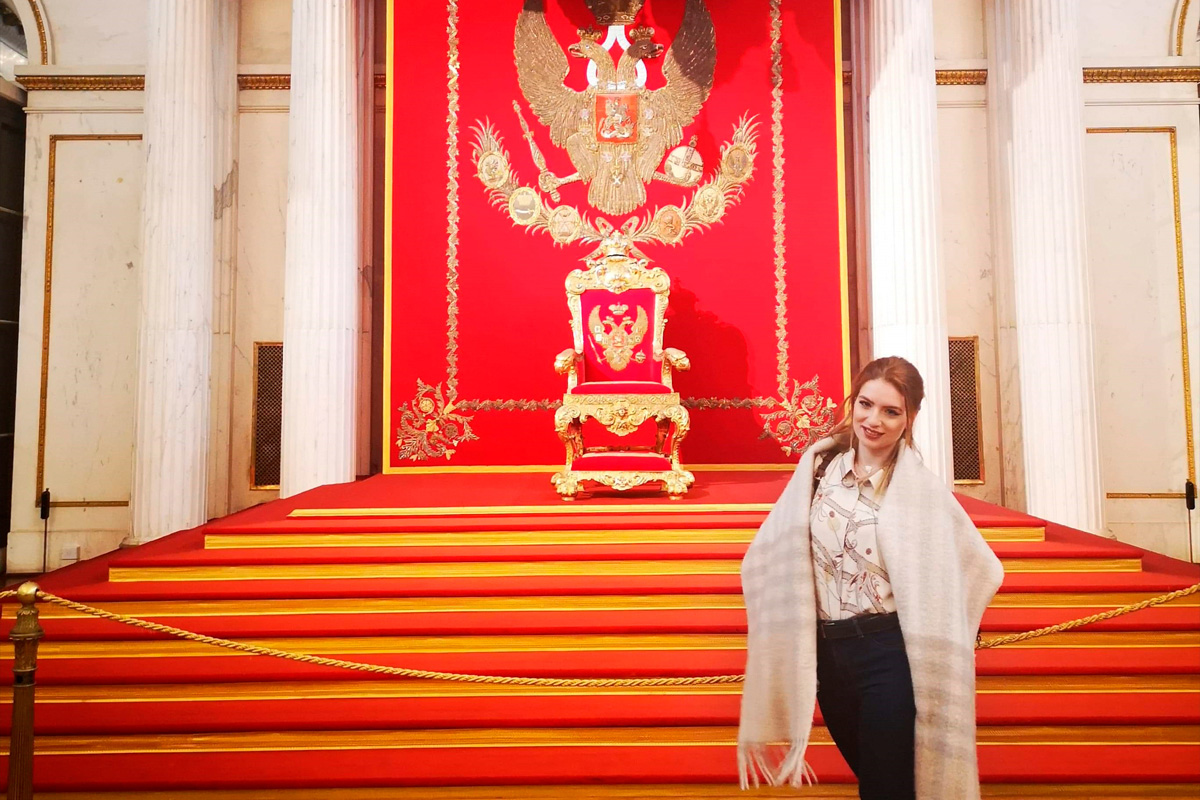 Italian student Jolanda Cucuzza visited museums and cathedrals of St. Petersburg while studying in Russia 