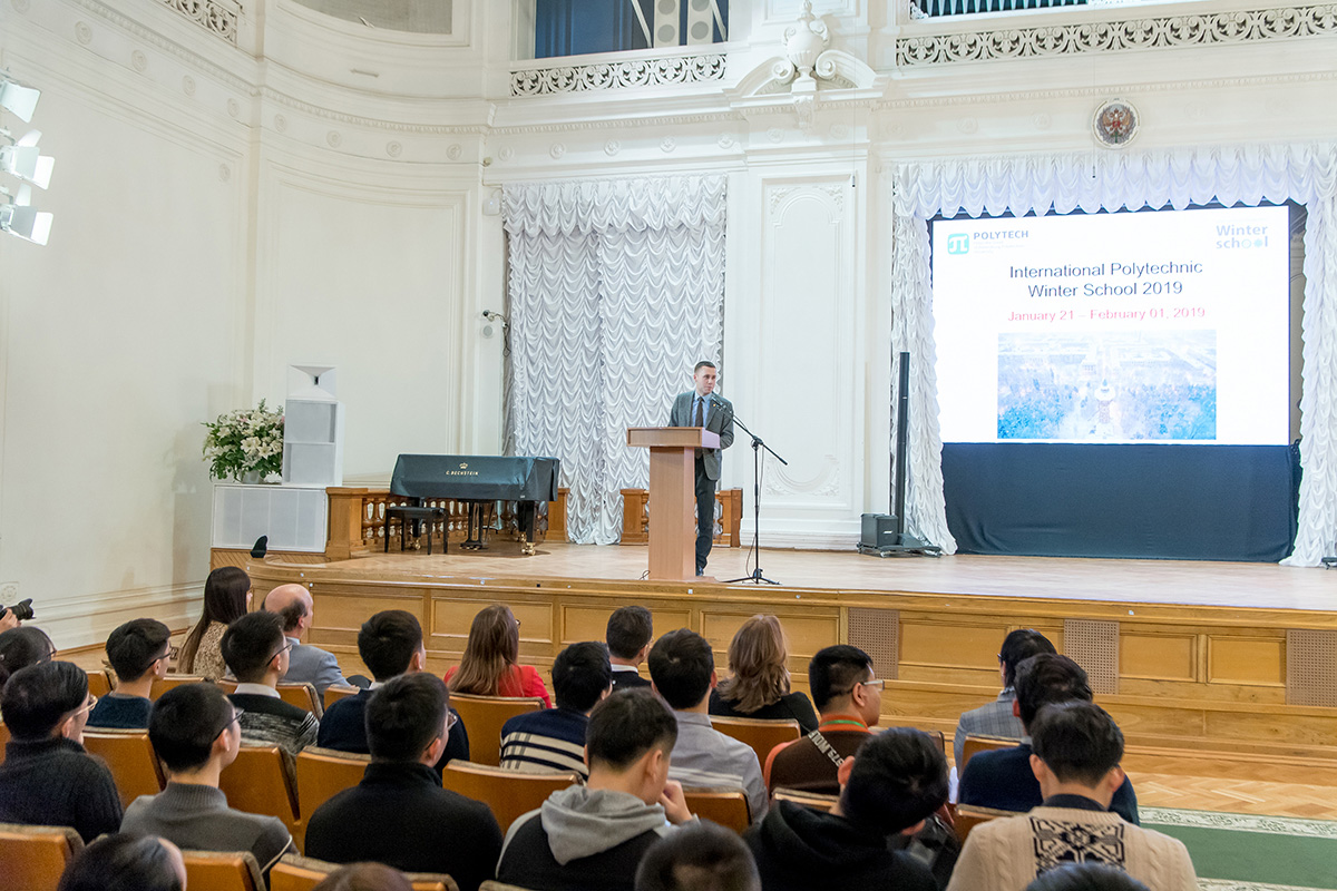 Vice Rector for the Youth Affairs M.A. PASHOLIKOV greeted the students of the International Polytechnic Winter School 